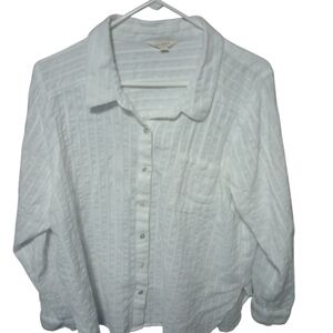 Lucky Brand White Button Down Shirt XL | Women’s Classic Work Top